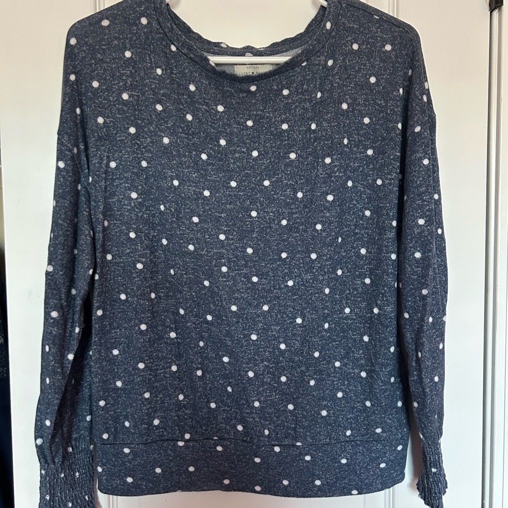 Lucky Brand Navy Polka Dot Sweater XS